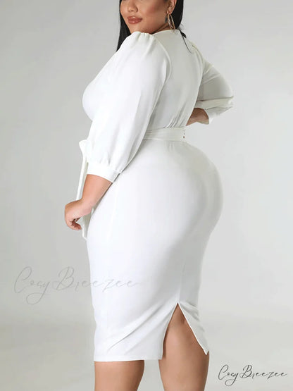 Deep V-neck Slit Trendy Ruched Maxi Dress