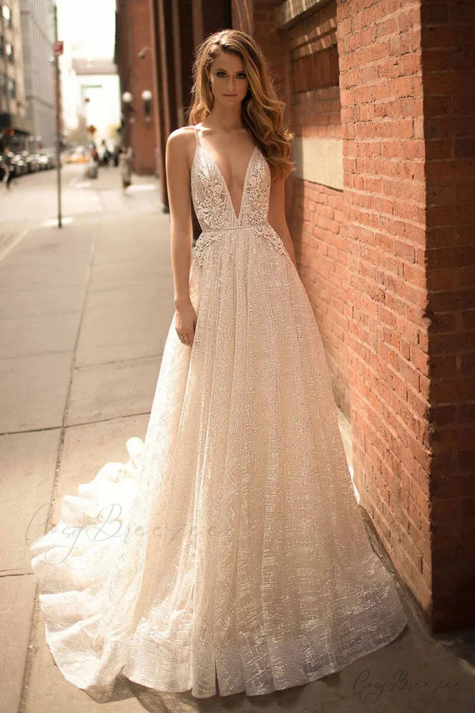 Deep V-Neck Strapless Mermaid Wedding Dress lvory white / 2 weddingdress-250223