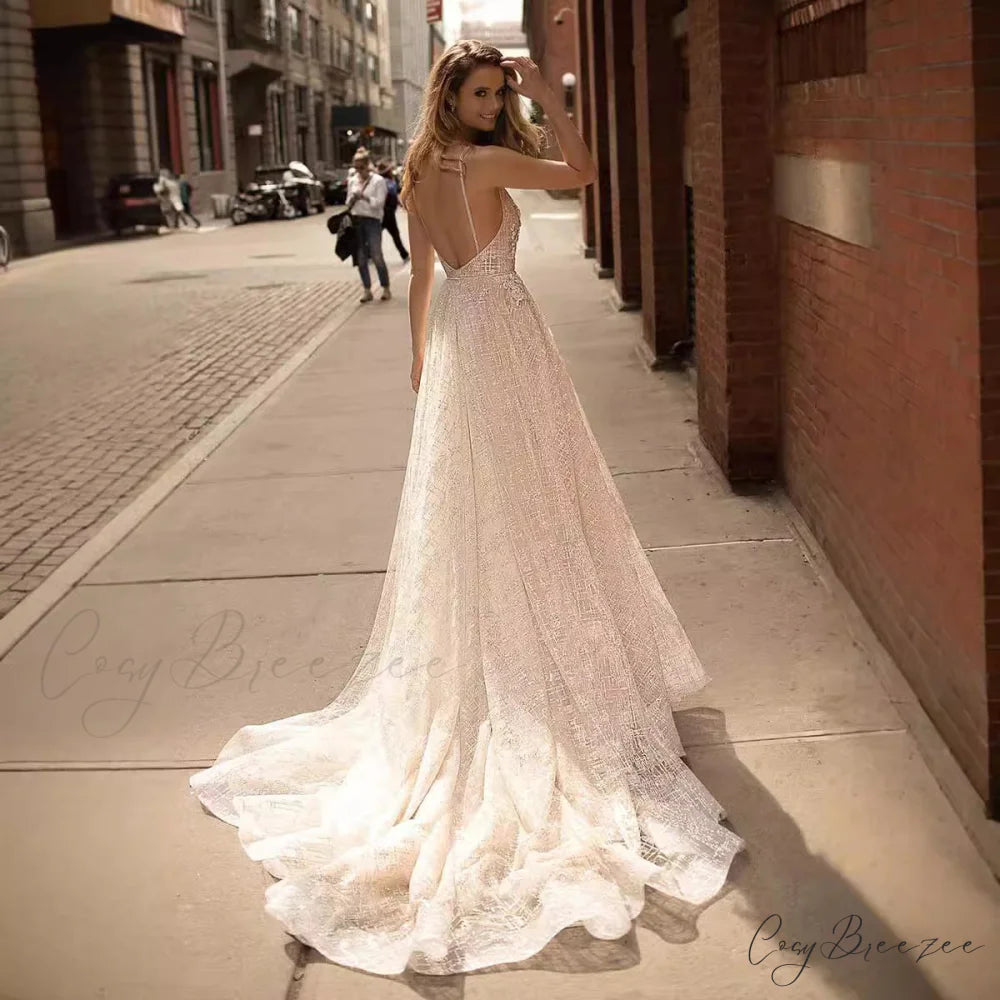 Deep V-Neck Strapless Mermaid Wedding Dress weddingdress-250223
