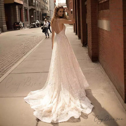 Deep V-Neck Strapless Mermaid Wedding Dress weddingdress-250223