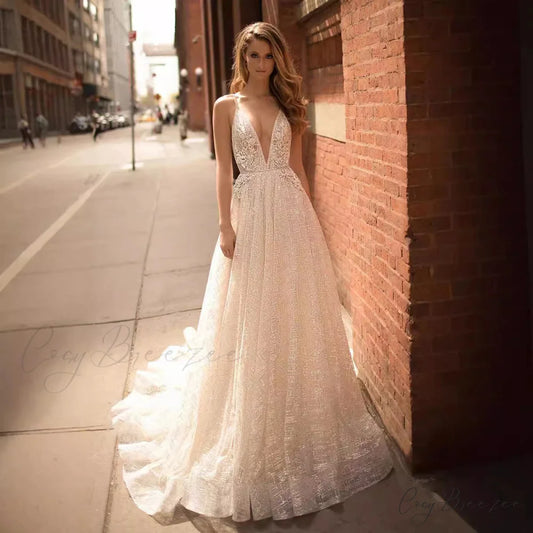 Deep V-Neck Strapless Mermaid Wedding Dress weddingdress-250223