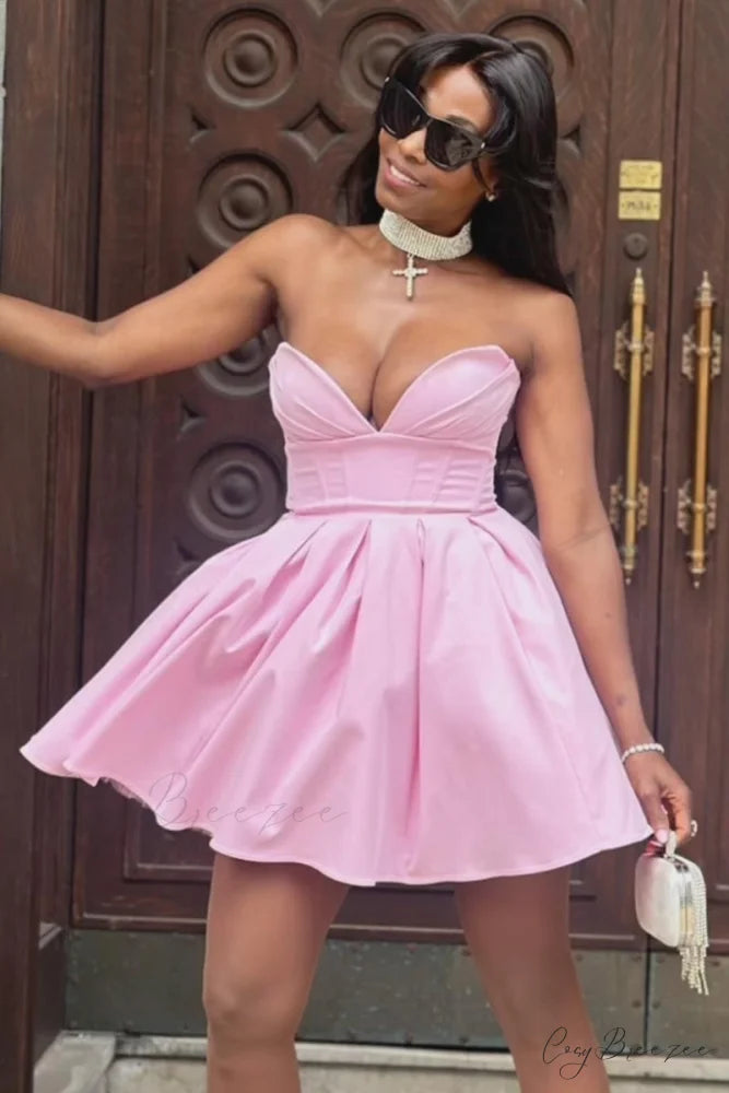 Deeply Adorable Graceful Strapless Mini Dress