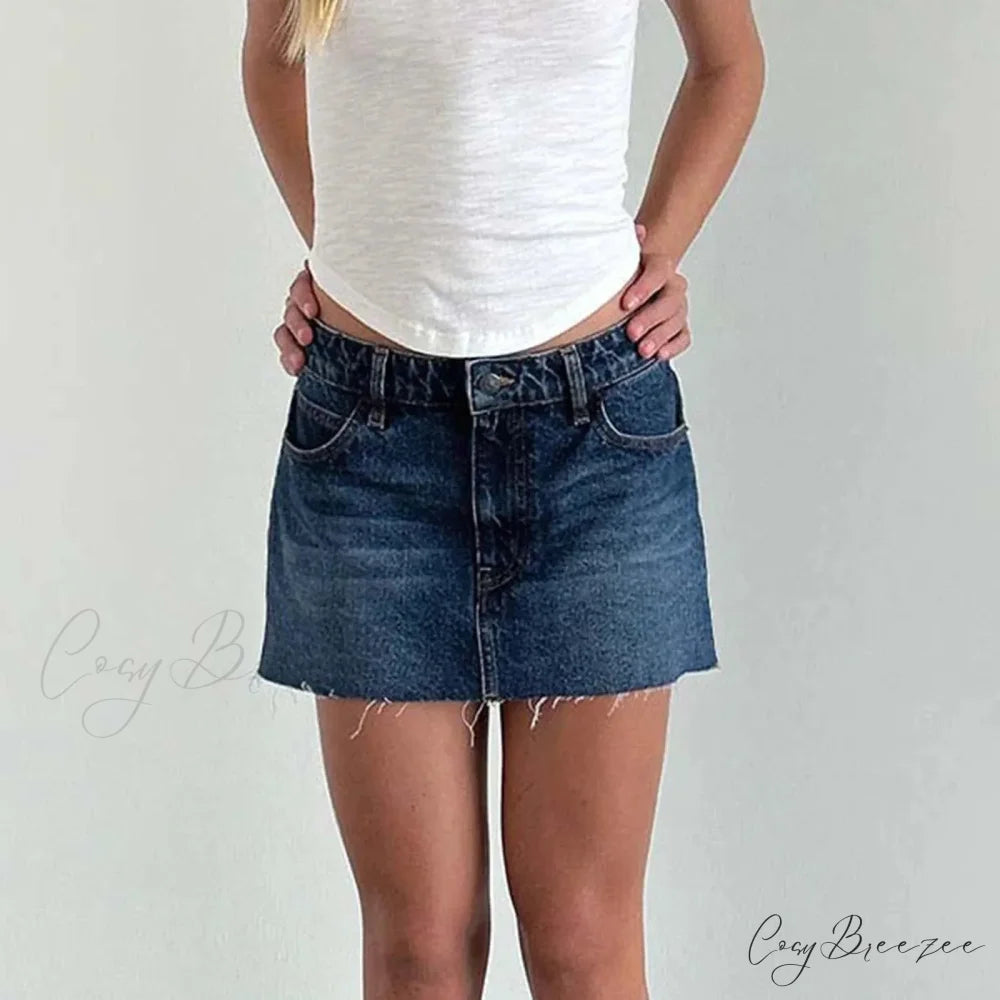 Denim Cargo Pocket Vintage Skirt blue / S skirts-250223