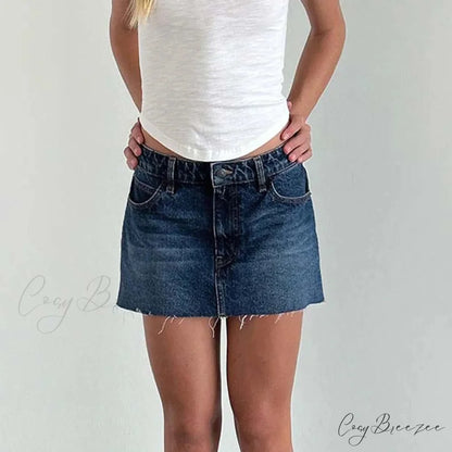 Denim Cargo Pocket Vintage Skirt blue / S skirts-250223