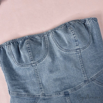 Denim Dreams Stylish Lace-Up Mini Dress