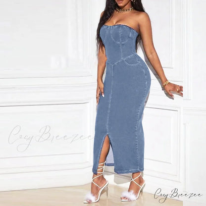 Denim Dreams Stylish Lace-Up Mini Dress