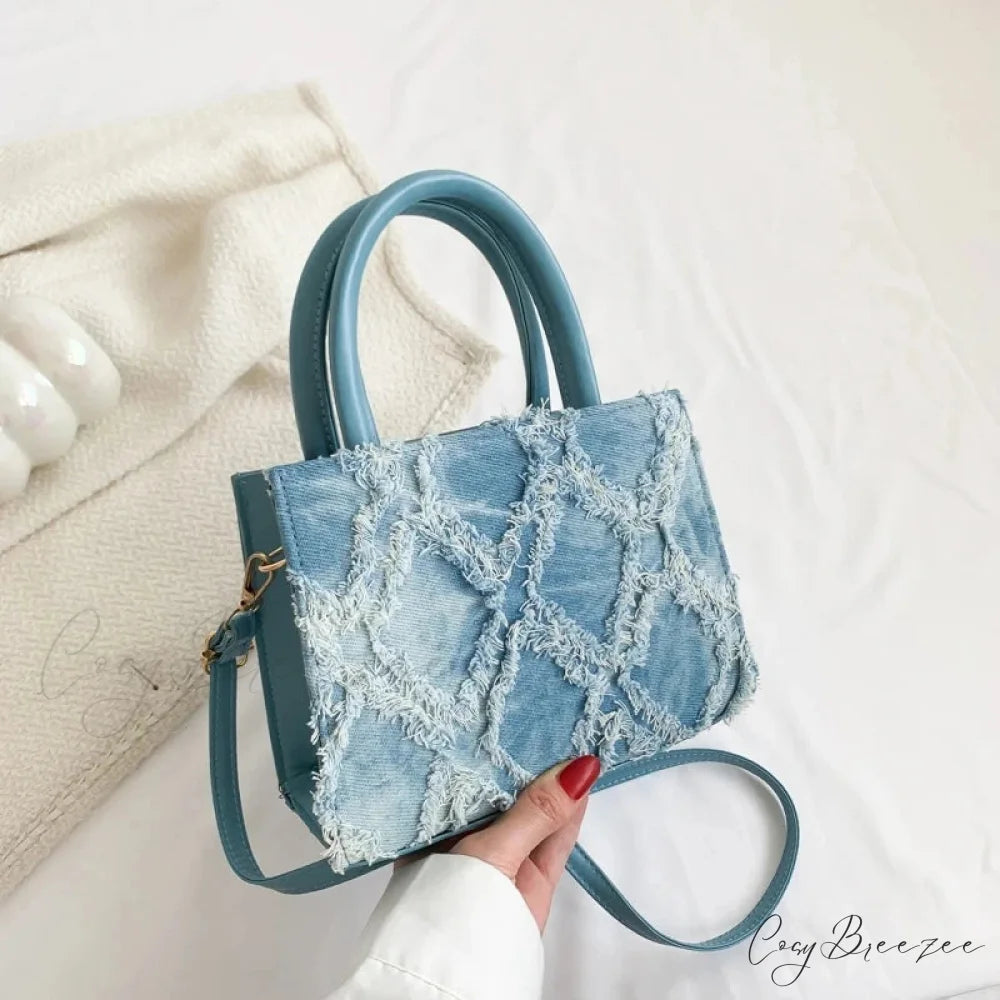 Denim Messenger Bag Summer Trendy Crossbody Handbag Blue / 20x9x16cm handbag-250126