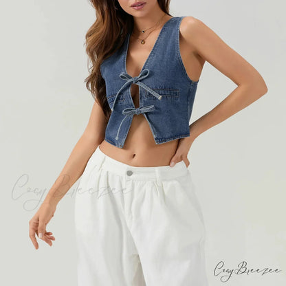 Denim Tie-Up Jean Crop Top blue / S croptop-250223