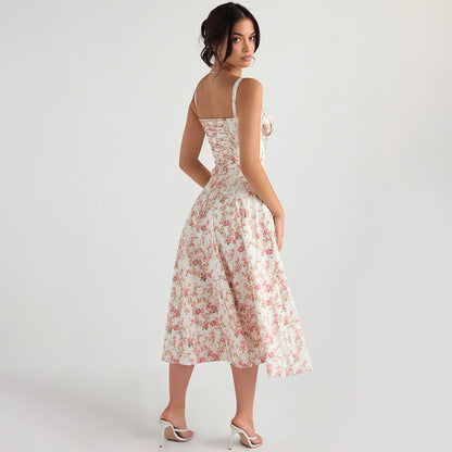 Laura Floral Print Sexy Midi Dress