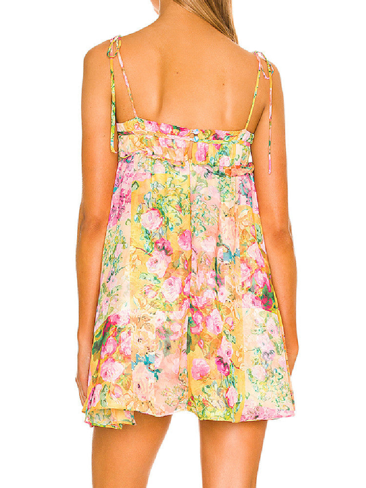 Margie Boho Flower Print Mini Dress