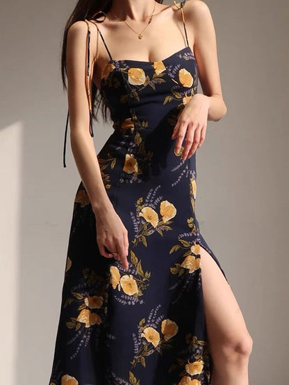 Candice Flower Print Spaghetti Strap Midi Dress