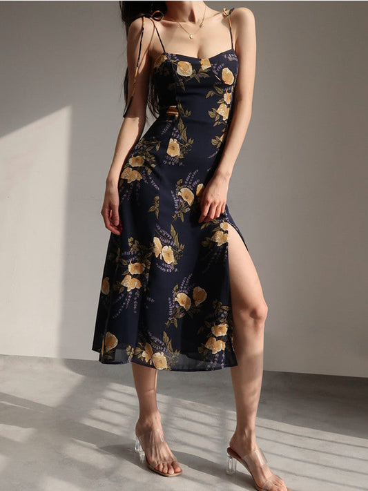 Candice Flower Print Spaghetti Strap Midi Dress