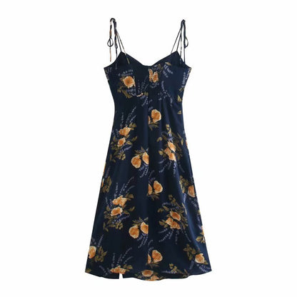 Candice Flower Print Spaghetti Strap Midi Dress