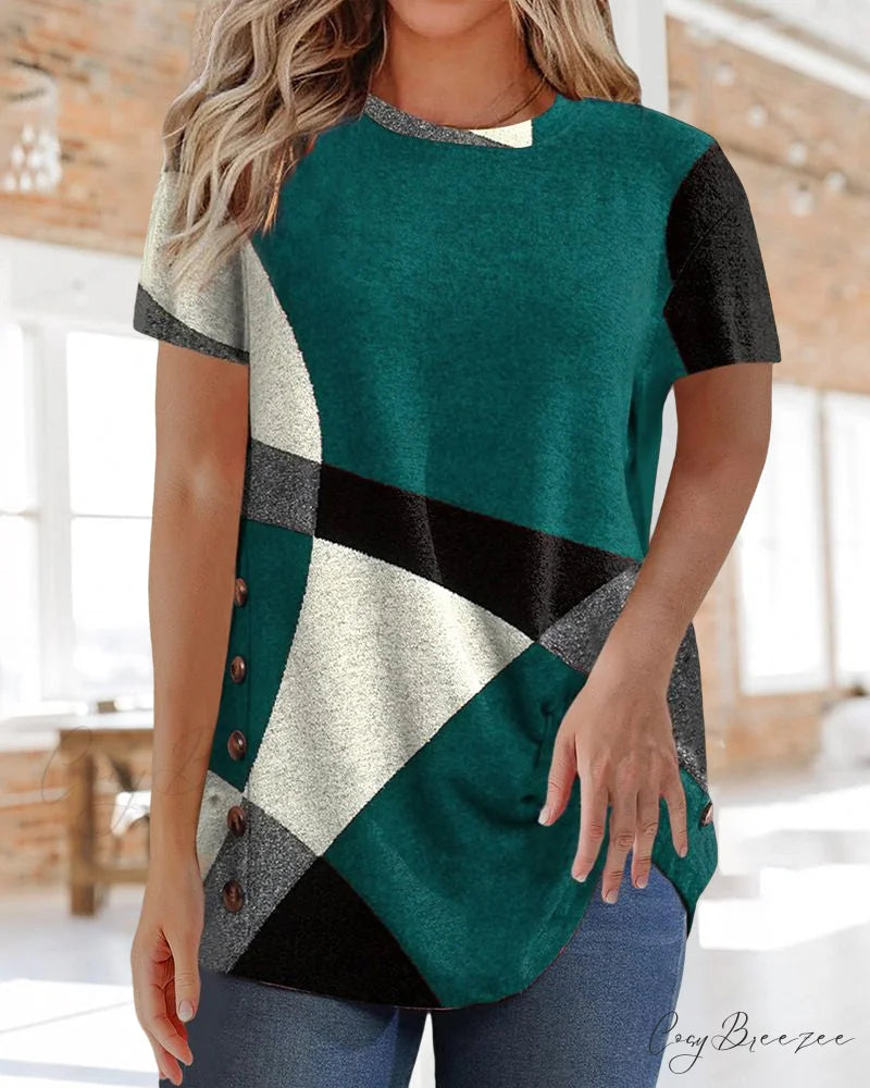 Design Geometric Contrast T-shirt