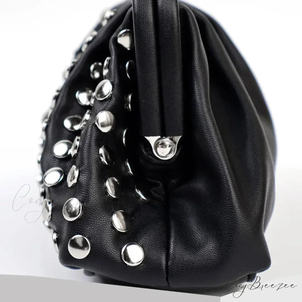 Designer Rivets Black Clutch wristlet-250126