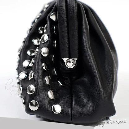 Designer Rivets Black Clutch wristlet-250126