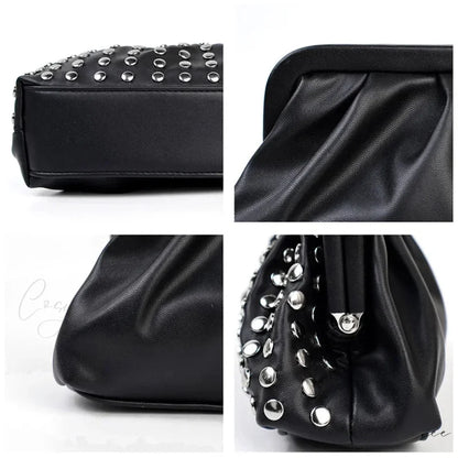 Designer Rivets Black Clutch wristlet-250126