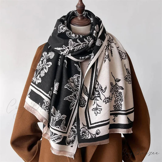 Designer Winter Cashmere Shawl Scarf black1 scarf-241228