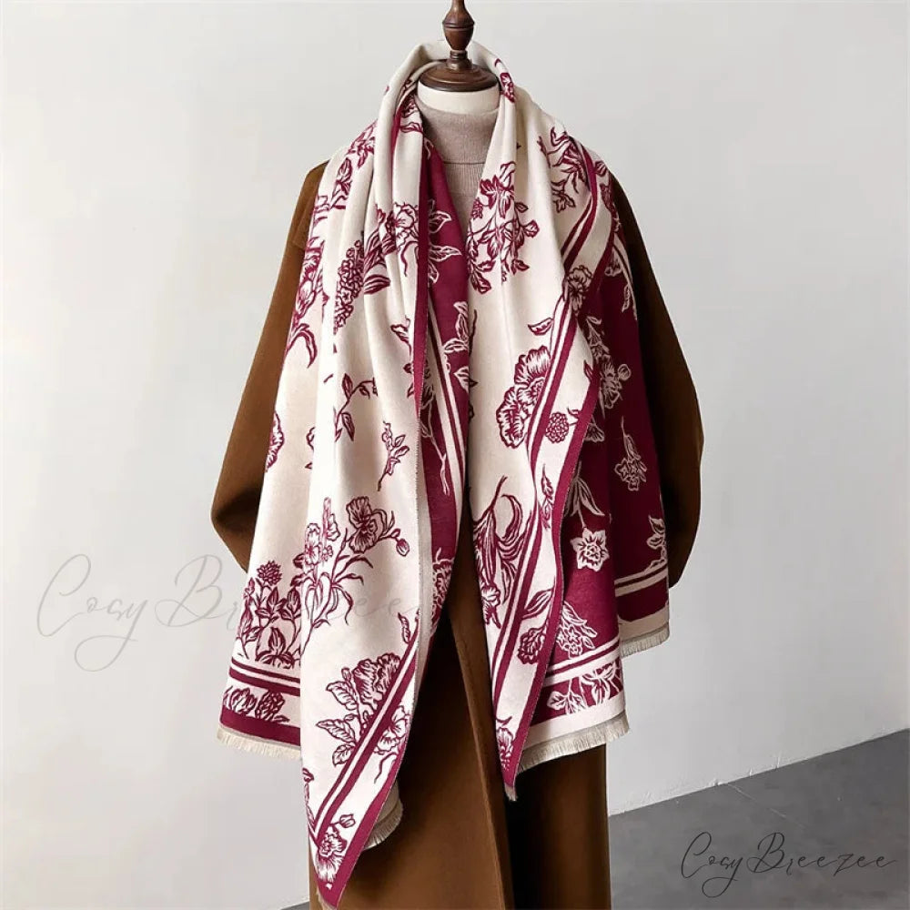 Designer Winter Cashmere Shawl Scarf red1 scarf-241228