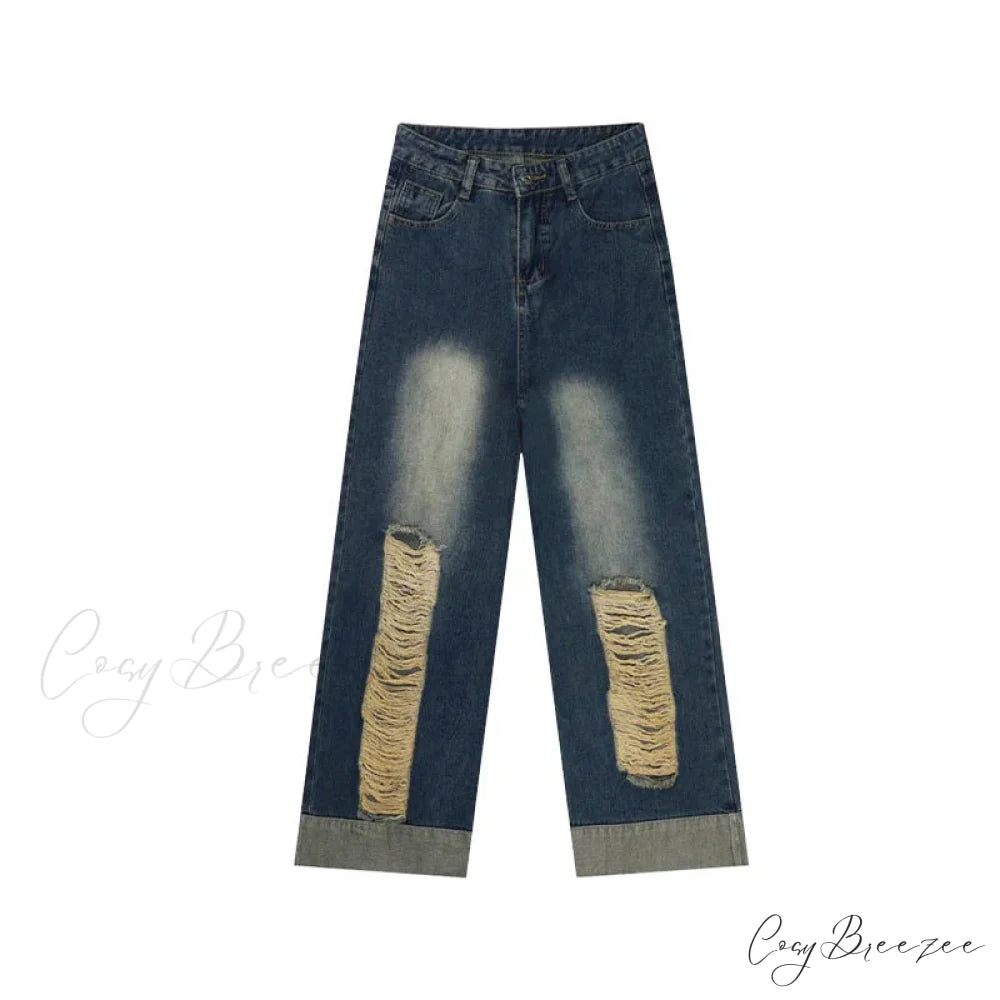 Destroyed Retro Halloween Pants Blue / S