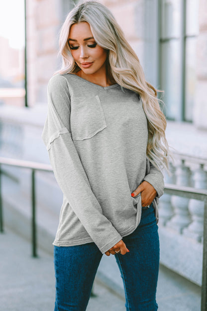 with - Arm Oversized Top Pockets Drop Gray