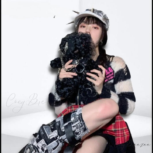 Diablo Design Lolita Halloween Gothic Blood Hell Bear Harajuku Bag BLACK / 40cm