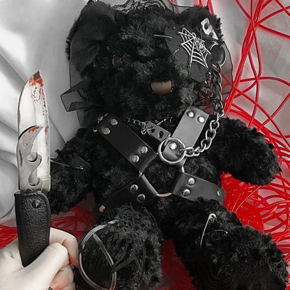 Diablo Design Lolita Halloween Gothic Blood Hell Bear Harajuku Bag BLACK / 40cm
