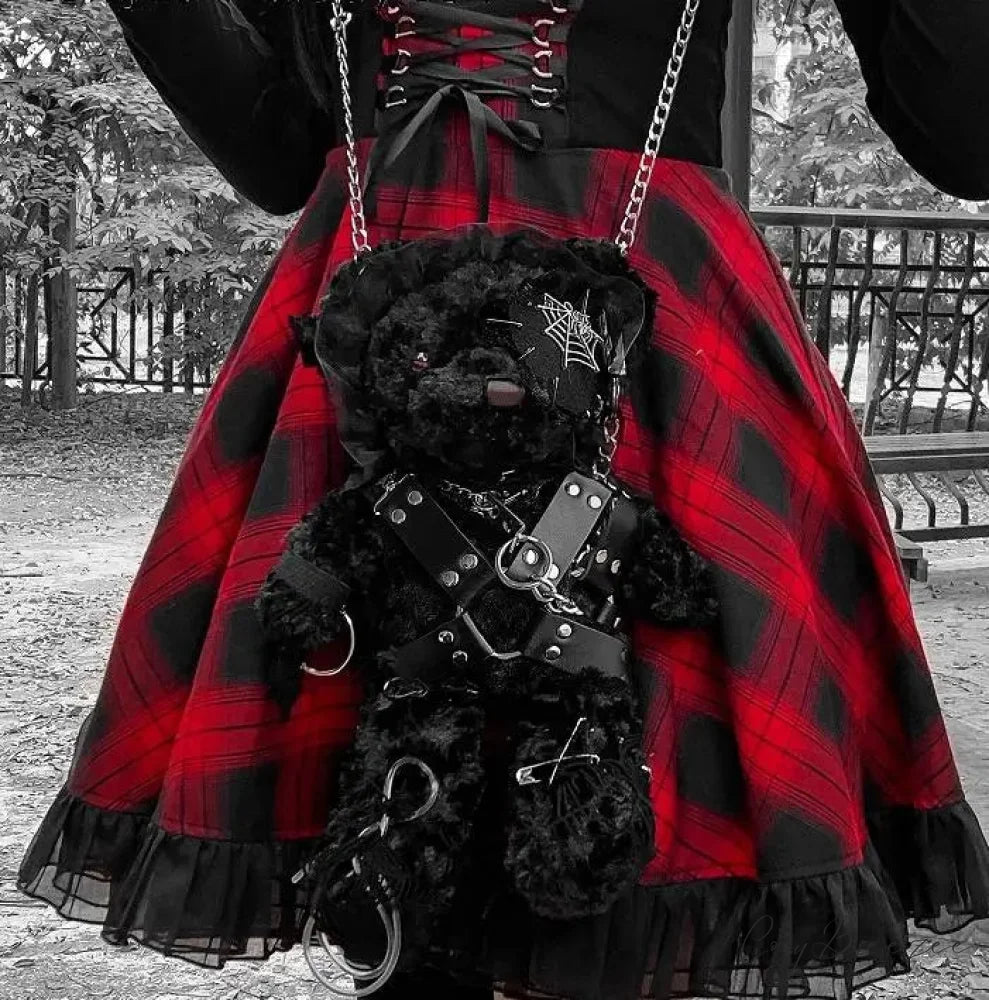 Diablo Design Lolita Halloween Gothic Blood Hell Bear Harajuku Bag BLACK / 40cm