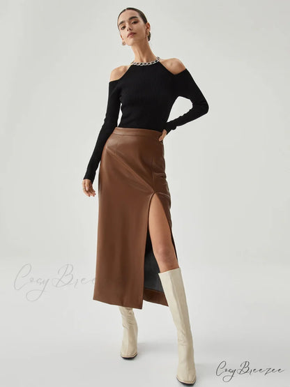 Diamante Neckline Cutout Trendy Long Sleeve Knit Top