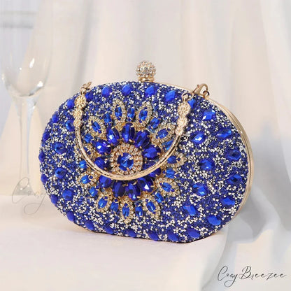 Diamond Luxury Crystal Wedding Party Purse Blue clutchbag-250126