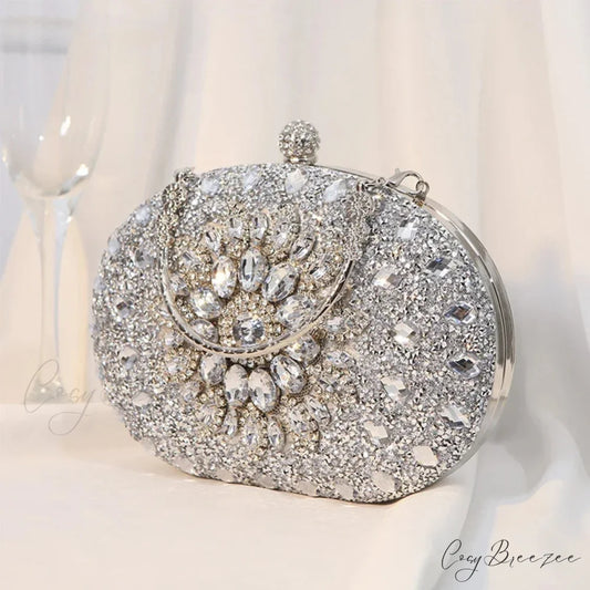 Diamond Luxury Crystal Wedding Party Purse Silver clutchbag-250126