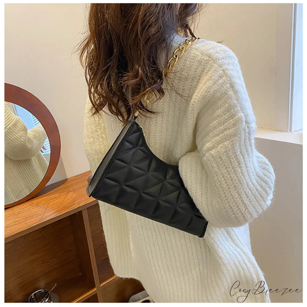Diamond Pattern PU Leather Chain Shoulder Bag handbag-250126