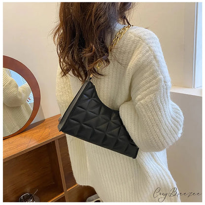 Diamond Pattern PU Leather Chain Shoulder Bag handbag-250126