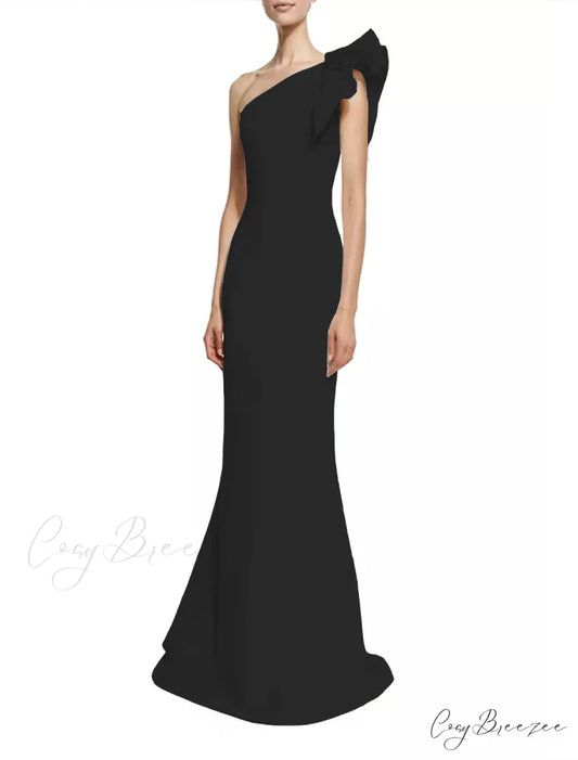 Diana Formal One Charming Shoulder Ruffle Dress black / S