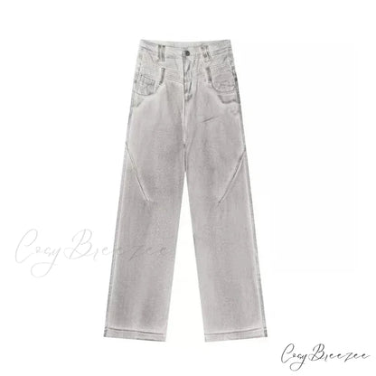 Dirty Wash Baggy Halloween Pants GRAY / S