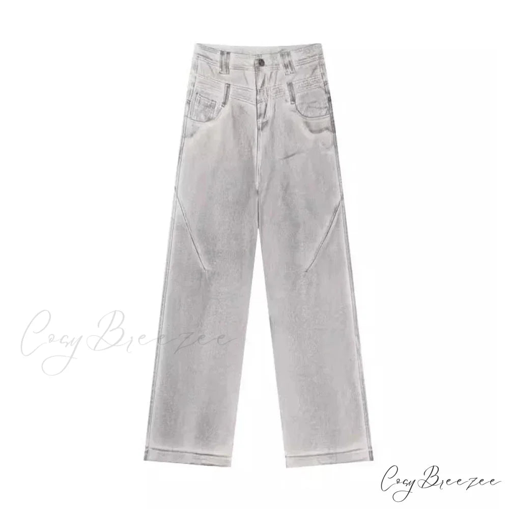 Dirty Wash Distressed Halloween Pants WHITE / S