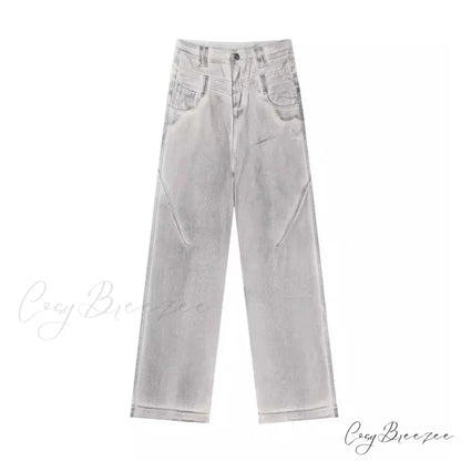 Dirty Wash Distressed Halloween Pants WHITE / S