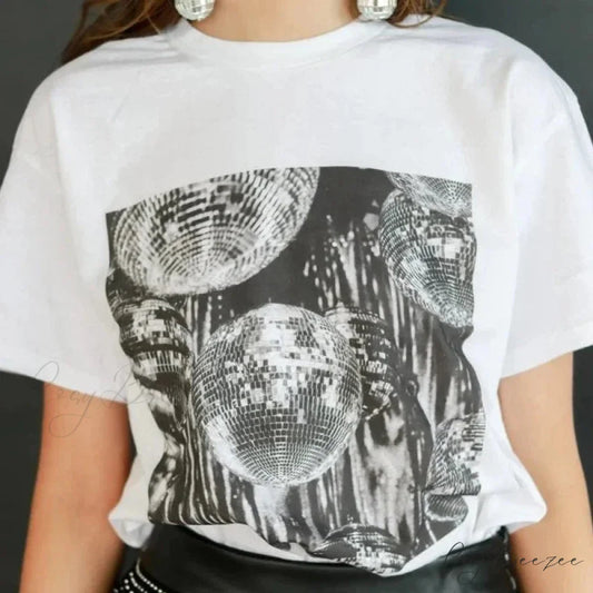Disco Ball Throwback Concert Tee WHITE / S t-shirt-250223