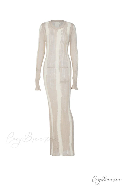 Distressed Hollow Out Knit Dress