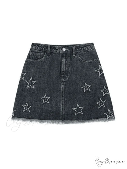 Distressed Side Graceful Wide Leg Jeans