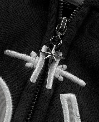 Divin Embroidery Zip-Up Hoodie hoodies-241228