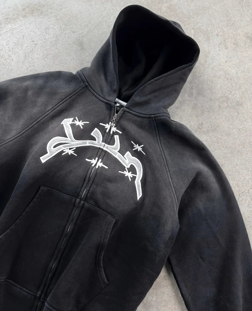 Divin Embroidery Zip-Up Hoodie hoodies-241228