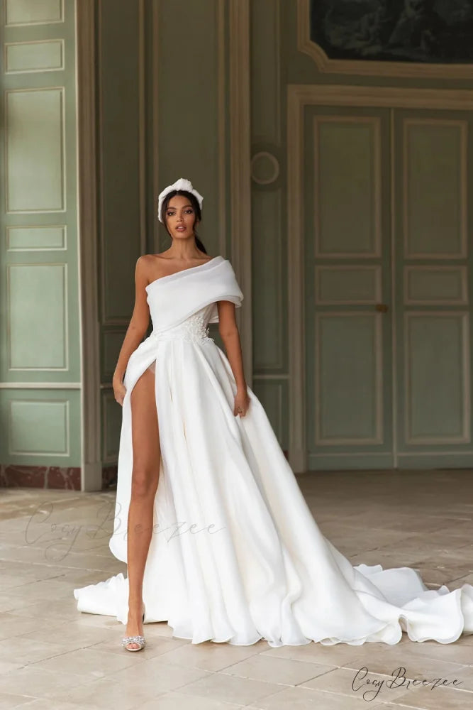 Divine Inspiration Graceful Off-the-Shoulder Wedding Dress