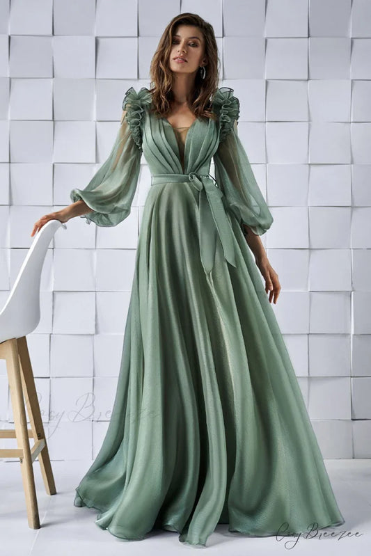 Divine Love Long Trendy Sleeve Maxi Dress Sage / 2