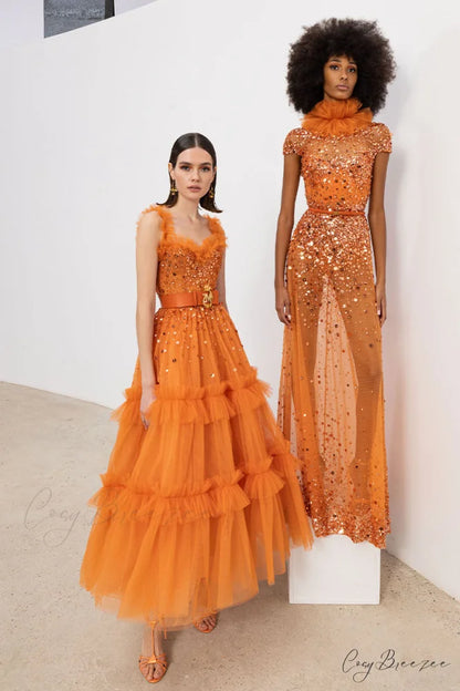 Divine Sweetheart Sequin Trendy Beaded Tulle Evening Dress