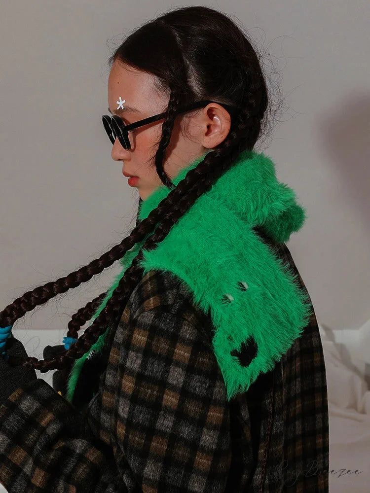 Dog Jacquard Knitted Winter Scarf Green / One Size scarf-241228