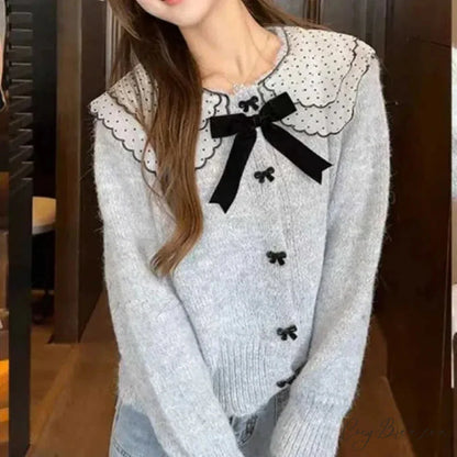 Doll Collar Loose Button Knit Cardigan cardigans-241228