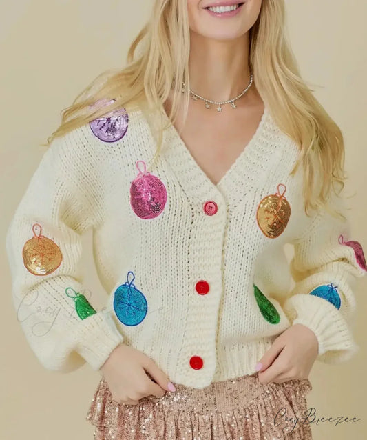 Doll Collar Tie-Up Sweater Cardigan beige / S cardigans-241228