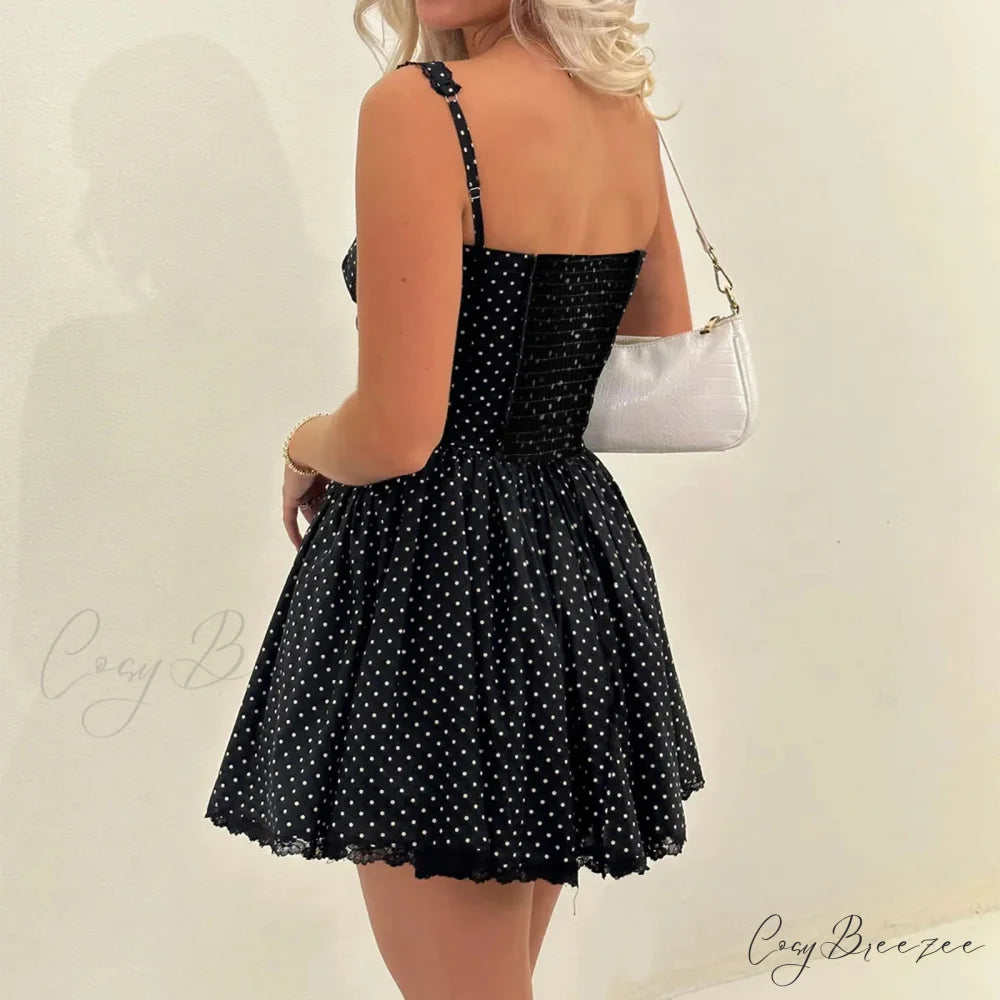 Dot Print Corset Mini Dress minidress-250223