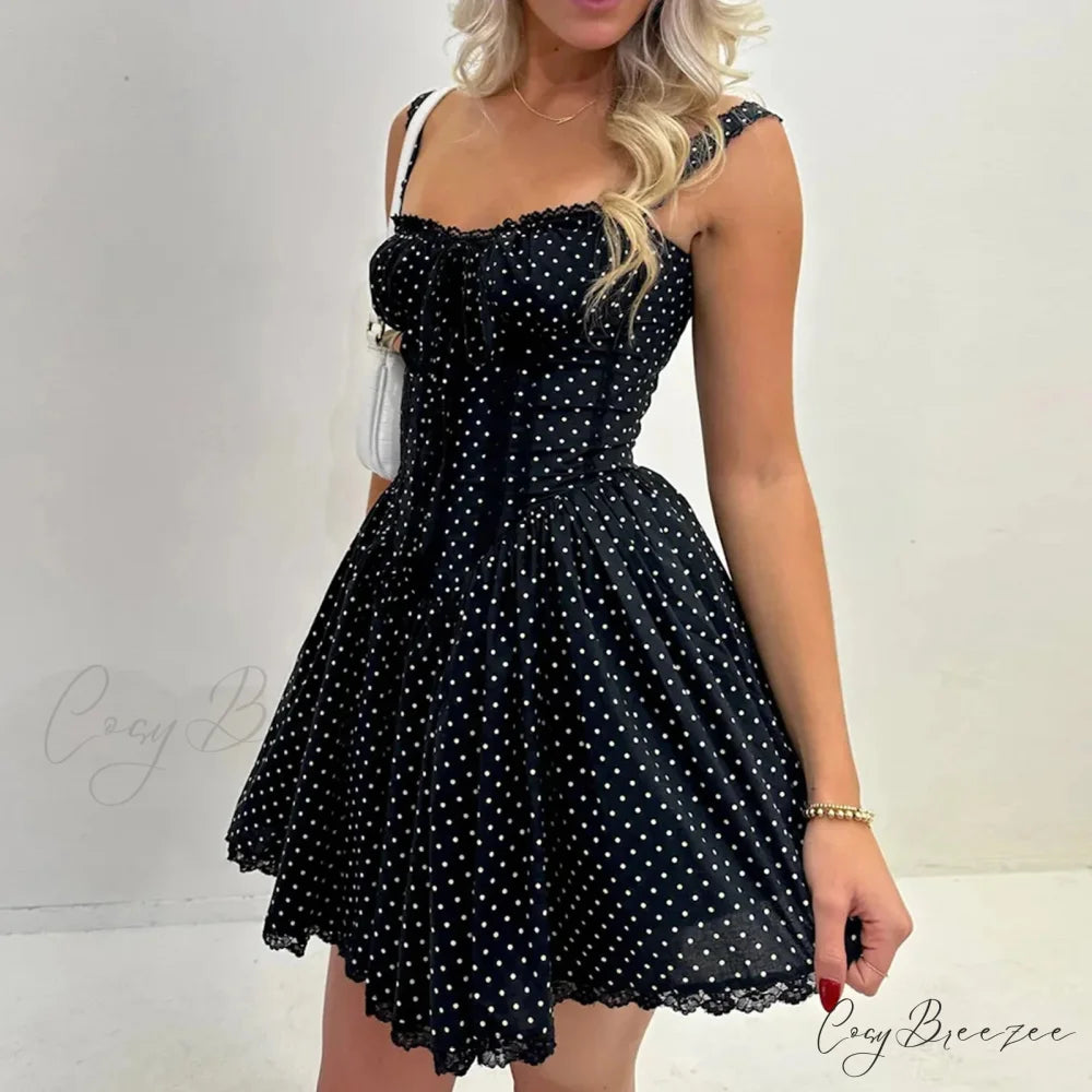 Dot Print Corset Mini Dress minidress-250223